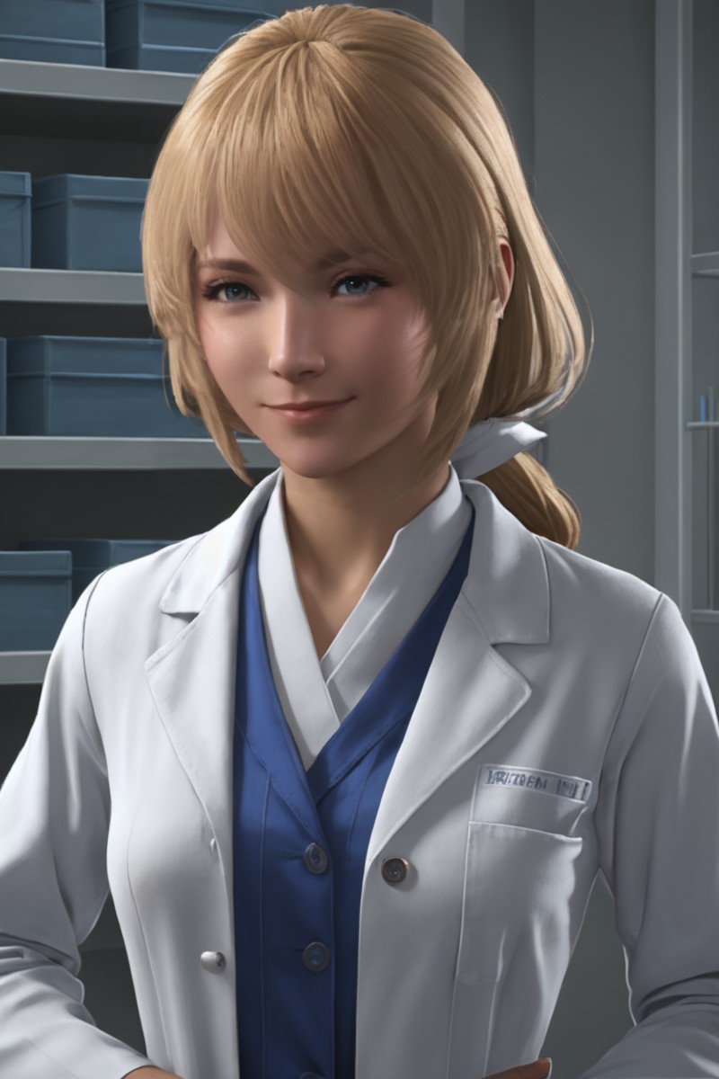 1girl,mid_telamon,looking at viewer,<lora:mid_sdxl_V2:0.65>,upper_body,smile,labcoat,laboratory,